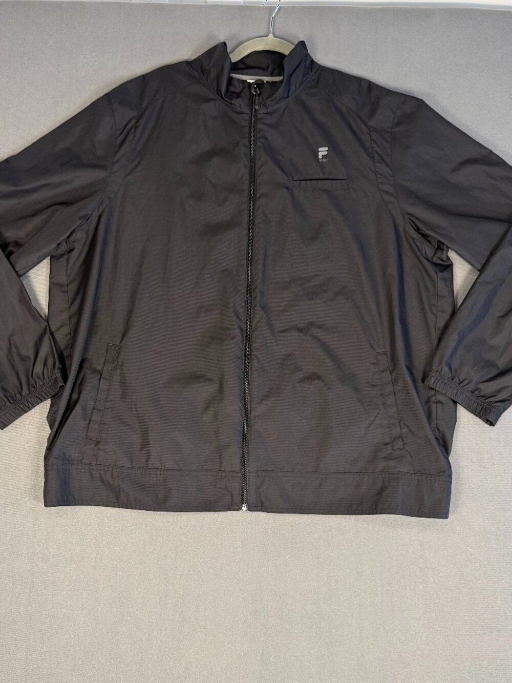 FILA Sport Golf Large Black Full Zip Windbreaker Jacket Lightweight